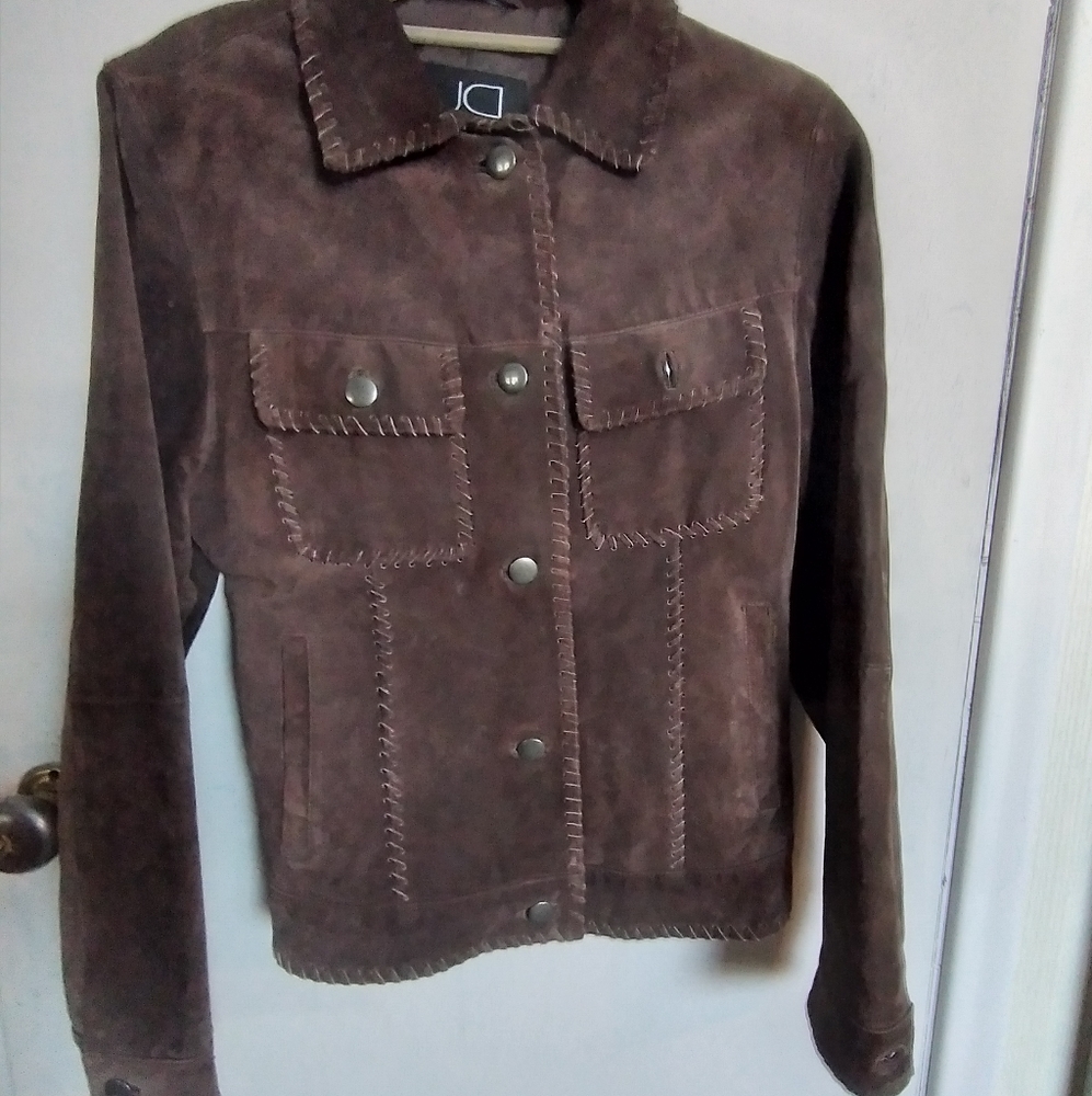 BEAUTIFUL brown suede jacket size small like new!!!